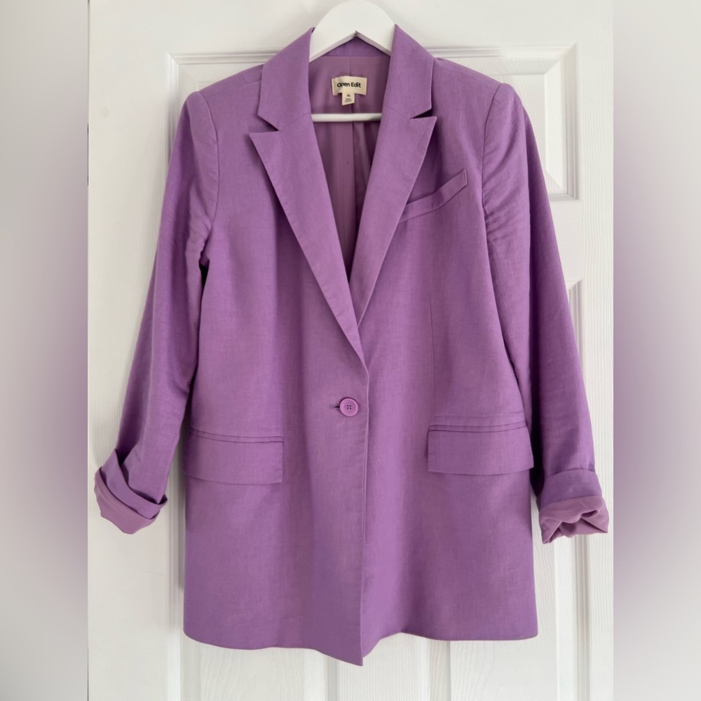 Lavender Single-Button Notch-Lapel Blazer